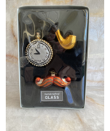 Set/3 European Style Glass Christmas Ornaments - Pipe, Clock, Mustache -... - $228.08 MXN