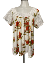 Gaovot Lace Embellished Short Sleeve Knit Top White, Red, Yellow Women&#39;s... - $8.54