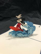 Mickey Mouse Surfing 3D Pop Up Card Walt Disney Animated Cartoon Mascot Ocean - £8.81 GBP