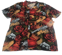 Buffalo Outdoors Men&#39;s Graphic Shirt AOP Guns n Roses Short Sleeve XL Button Up - £19.04 GBP