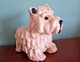 Vtg American Folk Art  Ceramic Stoneware Pottery Scottie Westie Dog HAnd Made - £65.98 GBP