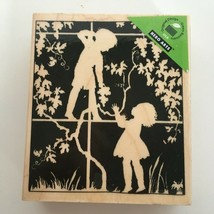 Hero Arts In the Garden Stamp Silhouette Girl Boy Grapes Vine Harvest Sh... - $8.99