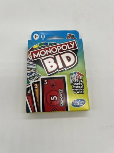 Monopoly Bid Game Quick-Playing Card Game 4 Player Hasbro Family Fun COM... - $3.99