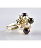 *14k Yellow Gold Diamond Natural Pearl Ring Size 5 - $499.99