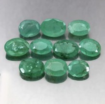 Natural Oval Cut Lot 10pcs 5.88ct 7x5mm Transparent Green Emerald Unheated - £128.45 GBP