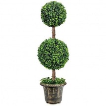 36 Inch Artificial Double Ball Tree Indoor and Outdoor UV Protection - £117.99 GBP