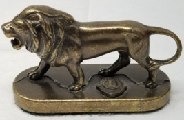 Lion Cast Brass Figurine Lions Clubs Int. Collinsville Ill. Small Vintage - £11.69 GBP