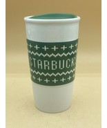 Starbucks 2016 White Green Pixel Sweater Ceramic Travel Mug Tumbler 10oz - €10,08 EUR