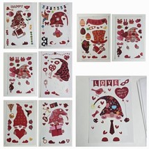 9 Sheets of Valentine&#39;s Day Window Clings Decorations Gnomes Hearts Love 112 pcs - £5.55 GBP