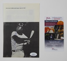 Hank Aaron Signed Autographed 5x8.75 Book Page Photo Cut Baseball Braves JSA COA - £118.69 GBP
