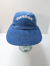 Vintage REEBOK Corduroy Hat Baby Blue Retro Adjustable Track Back Very Rare Cap - £27.16 GBP