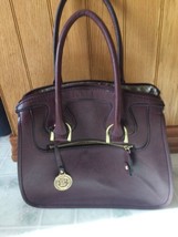 Vintage London Fog Burgundy Simulated Leather Ladies Tote Satchel Handbag Purse - £28.32 GBP