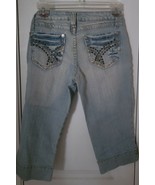 Nobo No Boundaries Women&#39;s Capri Light Wash Jeans Rhinestone Size 3 - £15.73 GBP