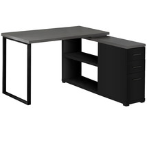 47 Inch Gray and Black L Shape Computer Desk With Three Drawers - $11,304.98 MXN