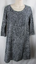 Jones NY Sport cotton spandex knit dress black white stretch 3/4 sleeves - £10.89 GBP