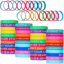 60 Pieces Motivational Quote Rubber Wristbands Colored Inspirational Sil... - £23.58 GBP