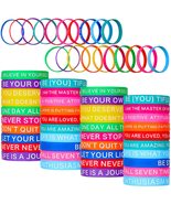 60 Pieces Motivational Quote Rubber Wristbands Colored Inspirational Sil... - £23.96 GBP