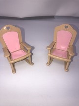 1993Fisher Price Loving Family DollhouseFurniture Tan Pink Rocking Chair... - $9.00