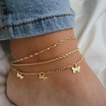 18 K Gold Filled Butterfly Anklet, Water Sage, Dainty Anklet for Woman, ... - £17.69 GBP