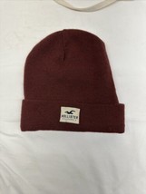 Hollister Beanie Hat Cap Red White Knit Cuffed Adult Mens Stretch Fit Casual - £9.50 GBP