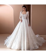 Beautiful Long Sleeve Ball Gown Wedding Dress Beading Belt Robes De Mari... - £479.40 GBP