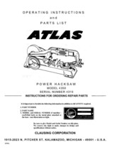 Atlas 4350  Power Hacksaw Manual  Instructions - $20.24