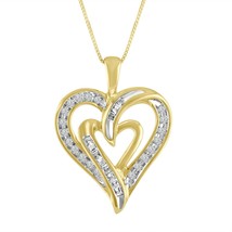 0.30 ct Moissanite 14K Yellow Gold Plated Intertwined Hearts Pendant Necklace - £62.92 GBP