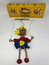 Vintage Pelham Puppet Girl Wooden Standard Puppet Doll 1960 - Yellow Haired - $18.49