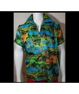 60s Surfer Shirt Mens M Crazy Colorful Dagger Collar Van Gogh Print Troy CA - €39,55 EUR