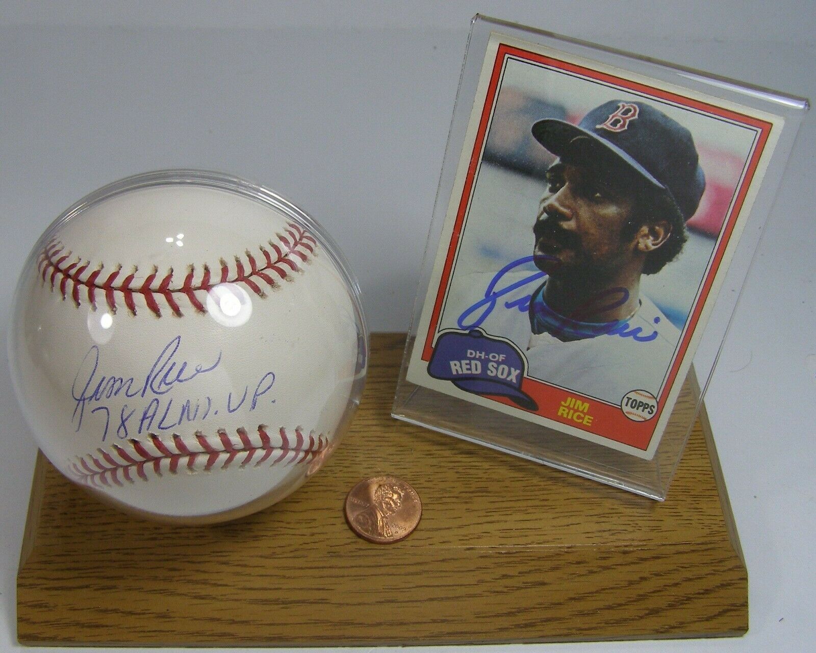 Topps Jim Rice Red Sox #500 1981 Ball/Card in Display Rawlings Tri-Star - $79.99
