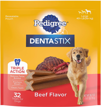 PEDIGREE DENTASTIX Large Dog Dental Treats Beef Flavor Dental Bones, 1.7... - £16.49 GBP
