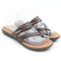 BOC Womens Brown Faux Leather Strappy Toe Ring Slip-on Sandals Sz 7 - £15.91 GBP