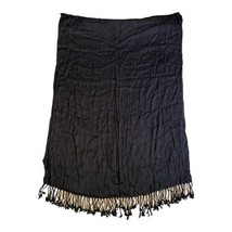 NWT Pashmina Black Scarf Shawl Large Solid Fringed Wrap Head Covering 24.75x72 - $13.97