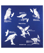 Printed Image Birds of Prey Bandanna 22&quot; x 22&quot; Navy Blue Owl Hawk Eagle ... - £8.68 GBP