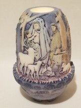 Fenton Glass BIRTH OF A SAVIOR Jesus Nativity Christmas Fairy Lamp Candle Light - £136.88 GBP