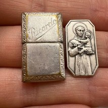 Ricordo Vintage Silver Christian Religion Pocket Reliquary Rosary Box St... - $115.00