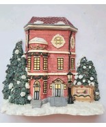 Holiday Brownstone House Christmas Holiday Trees Decor Wind Up Musical D... - $34.28 CAD
