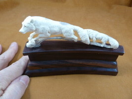 wolf-54) white Wolf pack of 2 wolves shed ANTLER figurine Bali detailed ... - £56.50 GBP