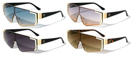 Kleo One Piece Shield Lens Wrap Around Aviator Sunglasses Retro Designer Fashion - £7.82 GBP