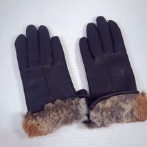Vintage black gloves sz M Medium rabbit fur lined wpl 9373 Max Mayer Hon... - $19.00