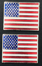 Two (2) Silver Tone USA American Flag Metal Emblem Badge New 1.25&quot; x 1&quot; - $9.49