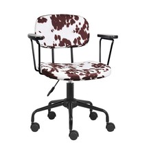 Barnyard Ayrshire Cow Pattern Home Office Task Chair With Arms, Brown And White - £115.89 GBP