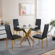 Mid-Century Dining Set 4-6 Seats | Glass Top Metal Leg Table - $394.99