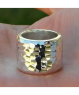 925 Sterling Silver, Solid Silver, Band Ring, Unisex, Hammer Wide Band Ring - $16.75 - $31.64