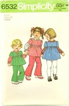 Simplicity 6532 Toddlers Dress Top Bell Bottom Pants Sz 4 Pattern 1974 VTG UNCUT - £19.46 GBP