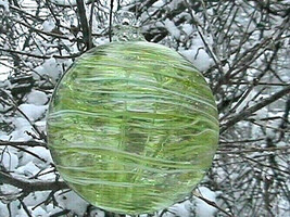 Hanging Glass Ball 6&quot; Diameter Peridot Lime Green Tree Witch Ball (1) #114 - £19.57 GBP