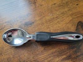 Stainless Steel Ice Cream Scoop w/Black Plastic Grip Handle - 8&quot; - $10.88