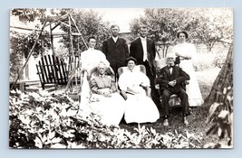 RPPC Old Family Portrait in Garden Very old Family Members and Young Postcard N7 - £10.40 GBP
