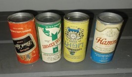 Vintage Mini Beer Can Paperboard Salt Shakers Lot of 4 Hamm&#39;s Schlitz Heileman&#39;s - £11.98 GBP
