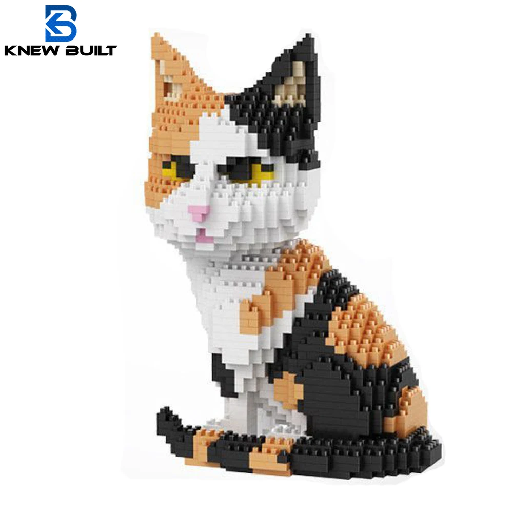 Uilt orange cow mini cat model building blocks 4 styles expressive faces pet lover toys thumb200